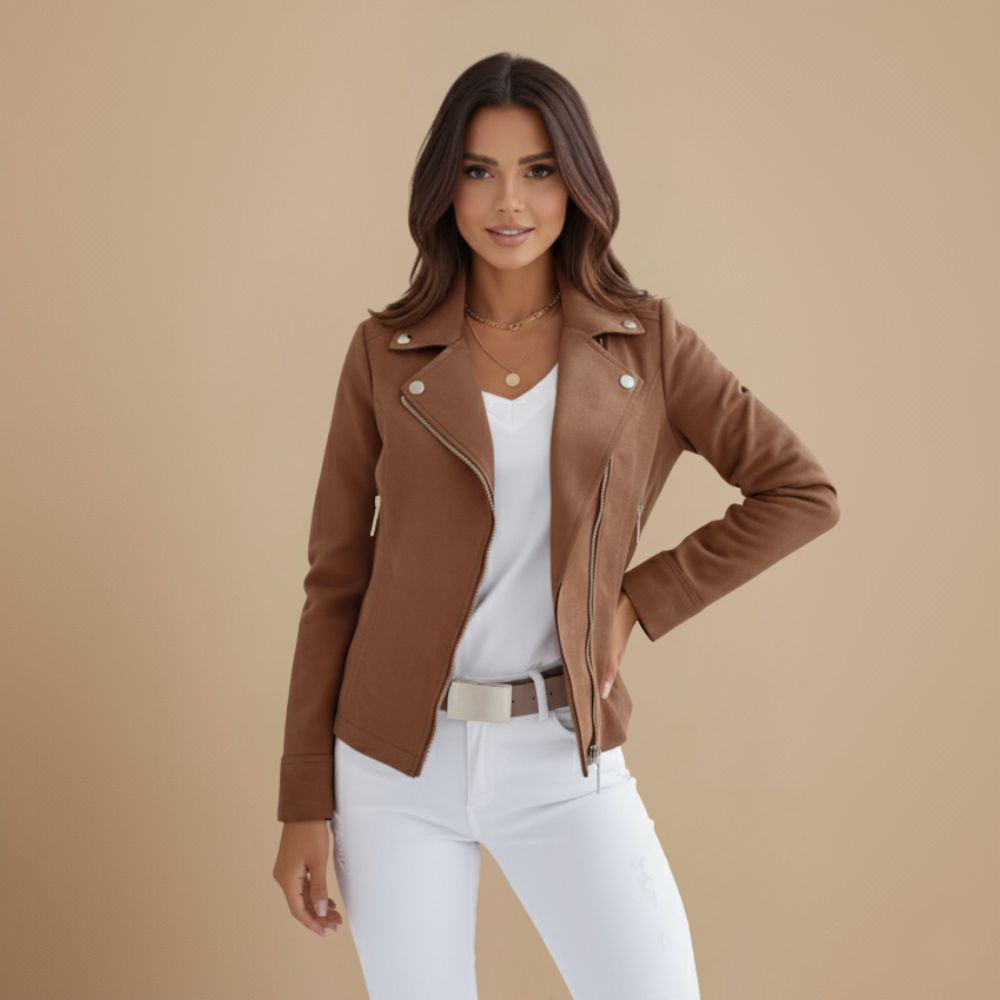 Dames Leren Jas Met Meerdere Zakjes Jelle Jora Mode