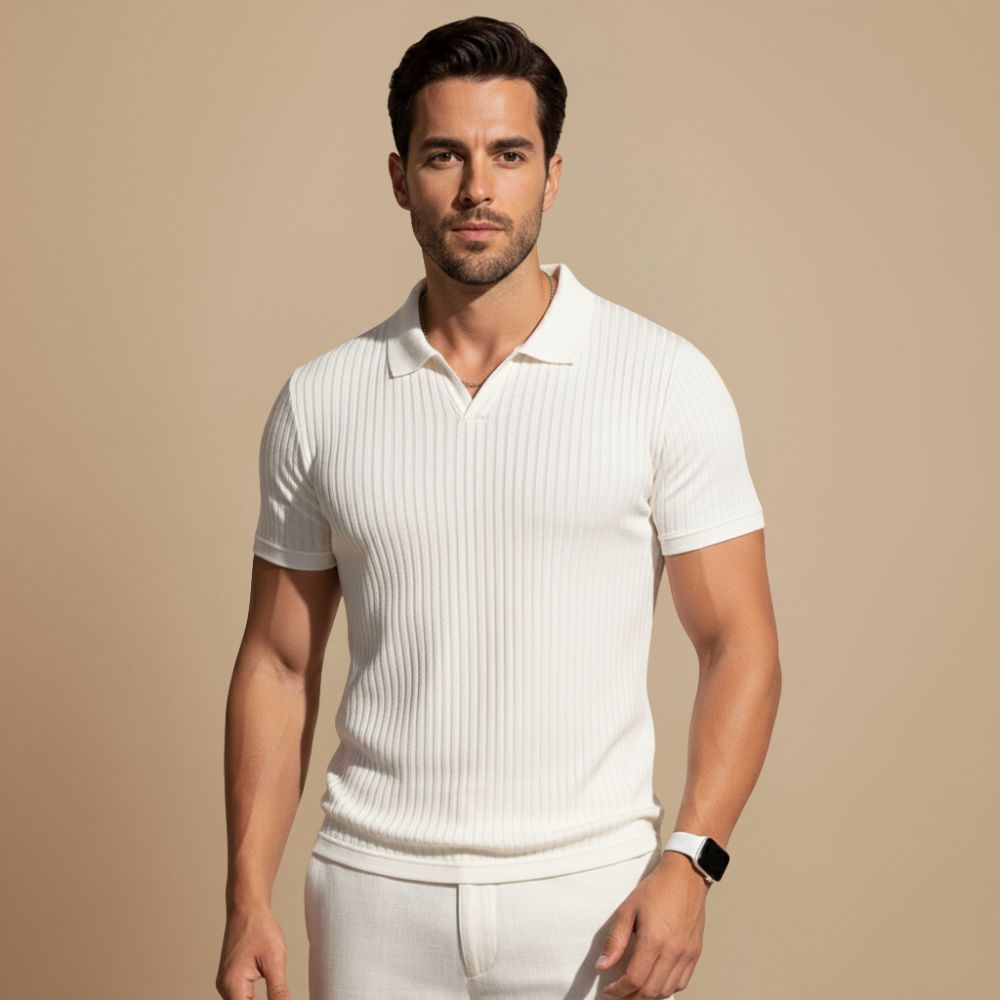 Heren Slim Fit Gebreid Polo T-Shirt Jelle Jora Mode