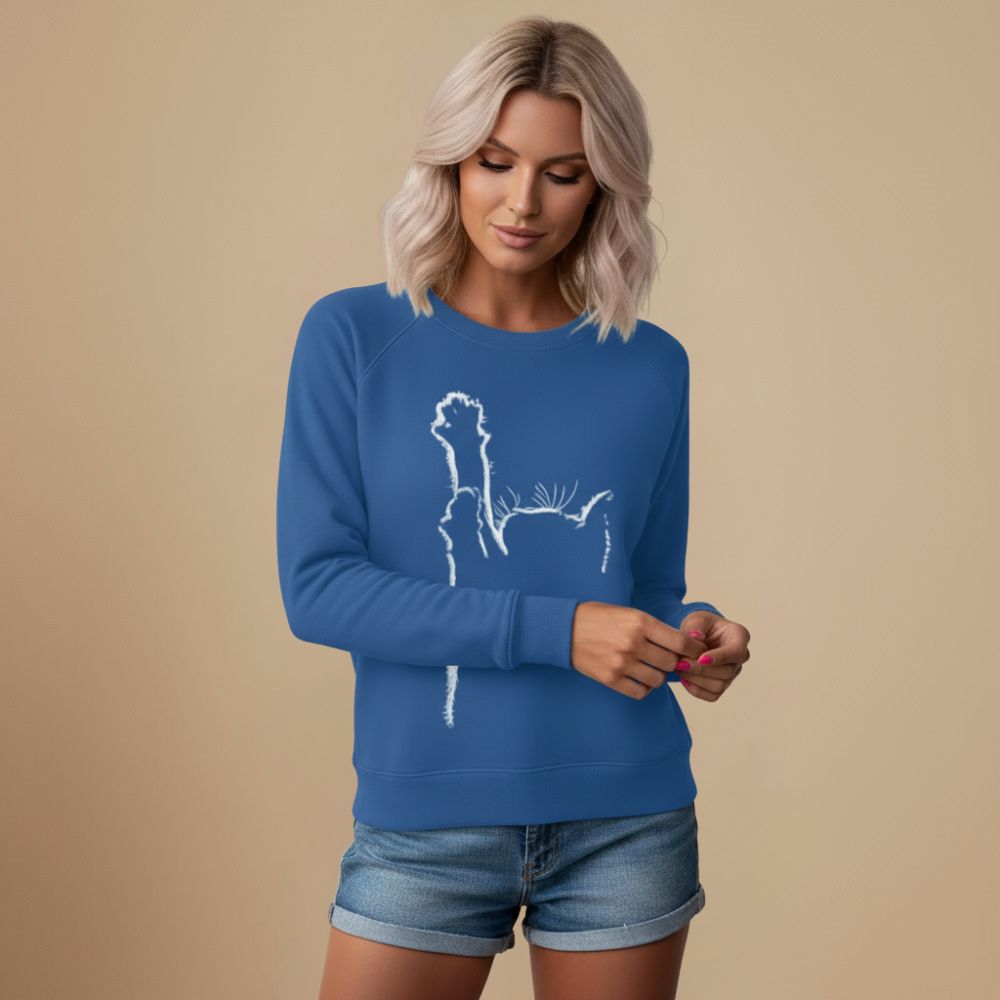 Sweatshirt Met Ronde Hals En Witte Kattenprint Jelle Jora Mode