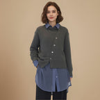 Effen gebreide cardigan met onregelmatige knoopsluiting Jelle Jora Mode