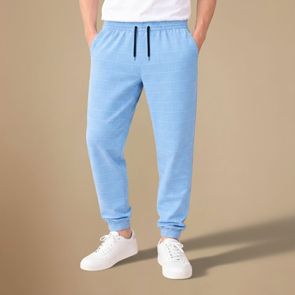 Heren joggingbroek met ruitjesmotief slim fit voor dagelijks comfort Jelle Jora Mode