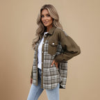 Denim jasje met patchwork ruitjesmotief en knoopsluiting Jelle Jora Mode