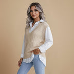 Leuke V-hals gebreide vest Jelle Jora Mode