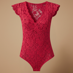 Damesblouse met kanten V-hals en korte mouwen Jelle Jora Mode