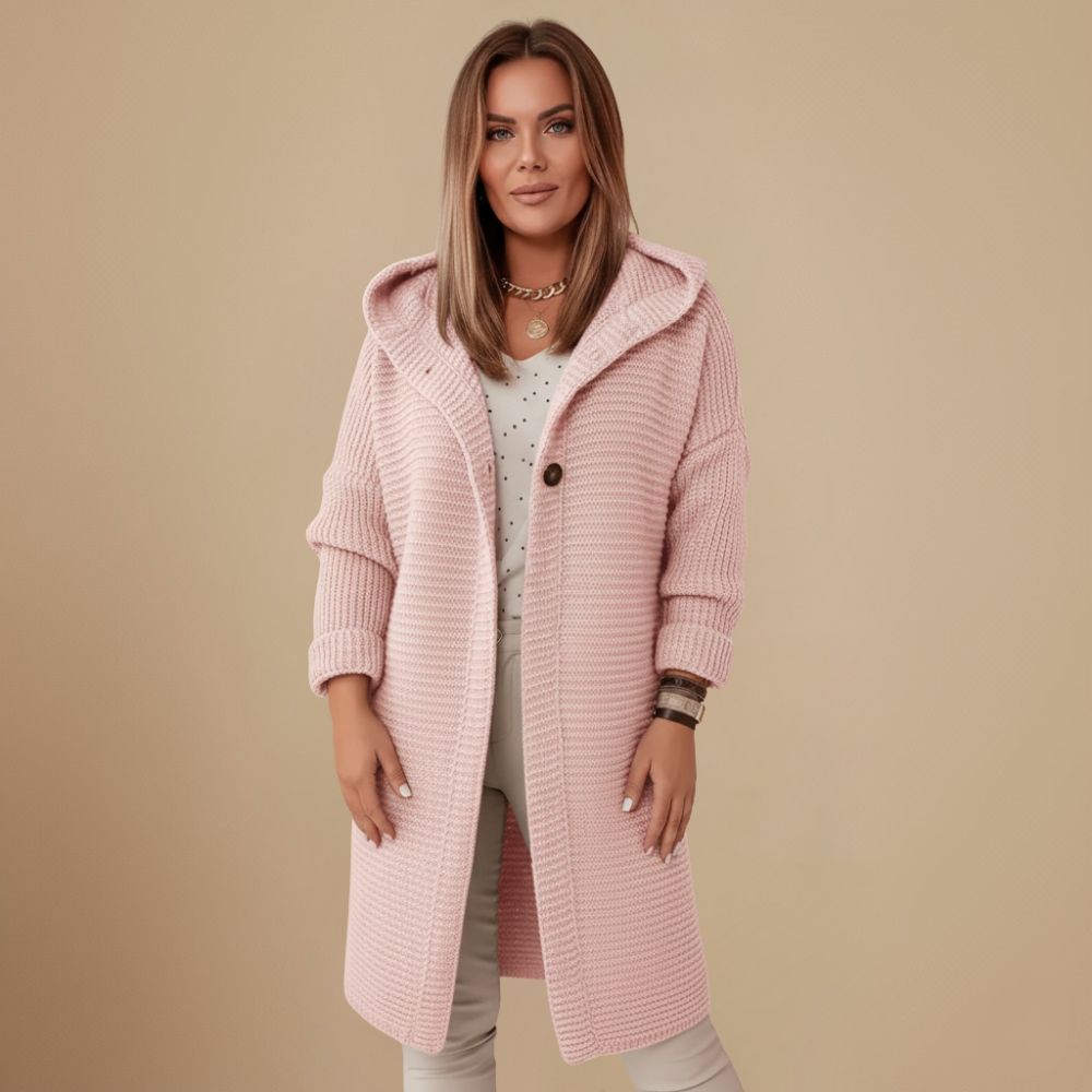 Gebreid Damesvest met Knopen en Capuchon Jelle Jora Mode