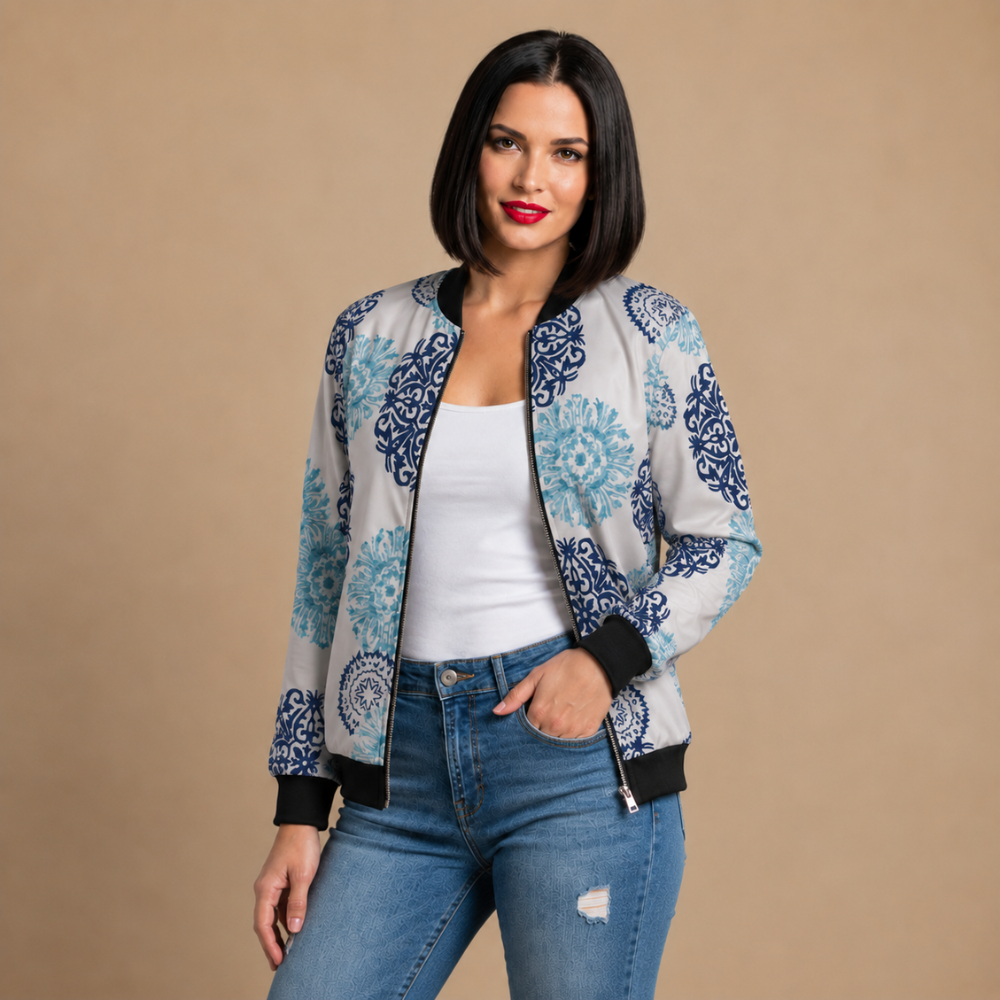 Casual bomberjack met bloemen print Jelle Jora Mode