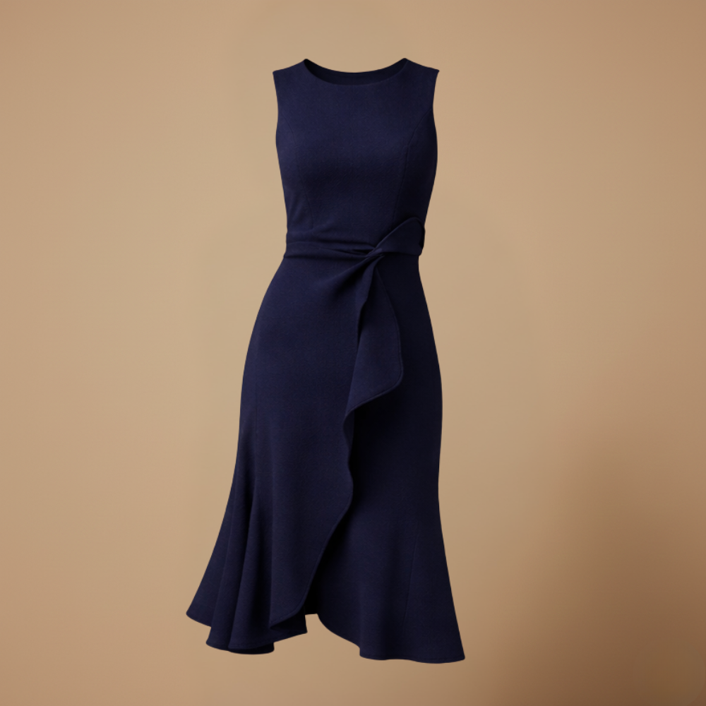 Dames mouwloze A-lijn midi-jurk elegante zomeroutfit Jelle Jora Mode