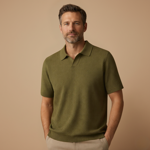 Heren slim fit poloshirt met korte mouwen en klassieke V-hals Jelle Jora Mode