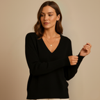 Dames v-hals gebreide trui Jelle Jora Mode