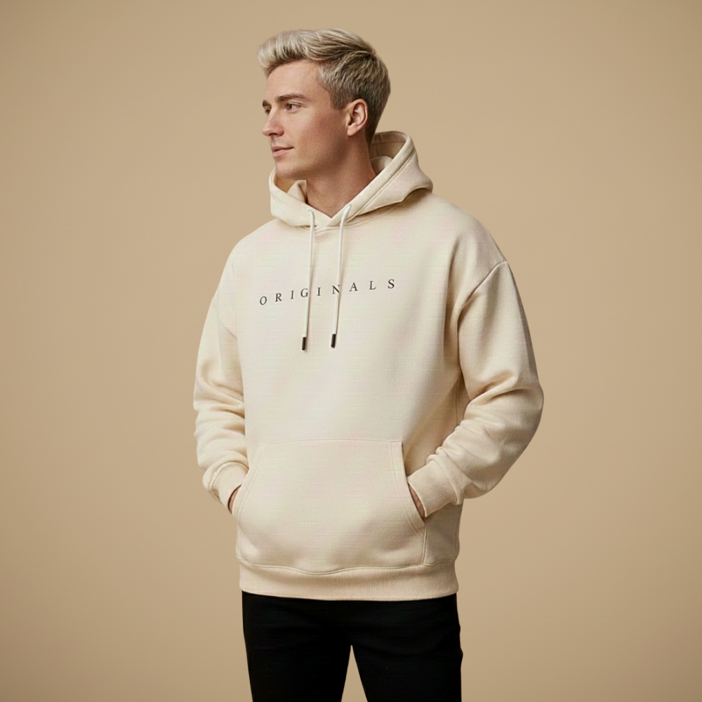 Heren hoodiejack met losse pasvorm en grafische print Jelle Jora Mode