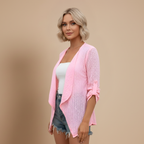 Losvallend opengewerkt vest met korte mouwen voor dames Jelle Jora Mode