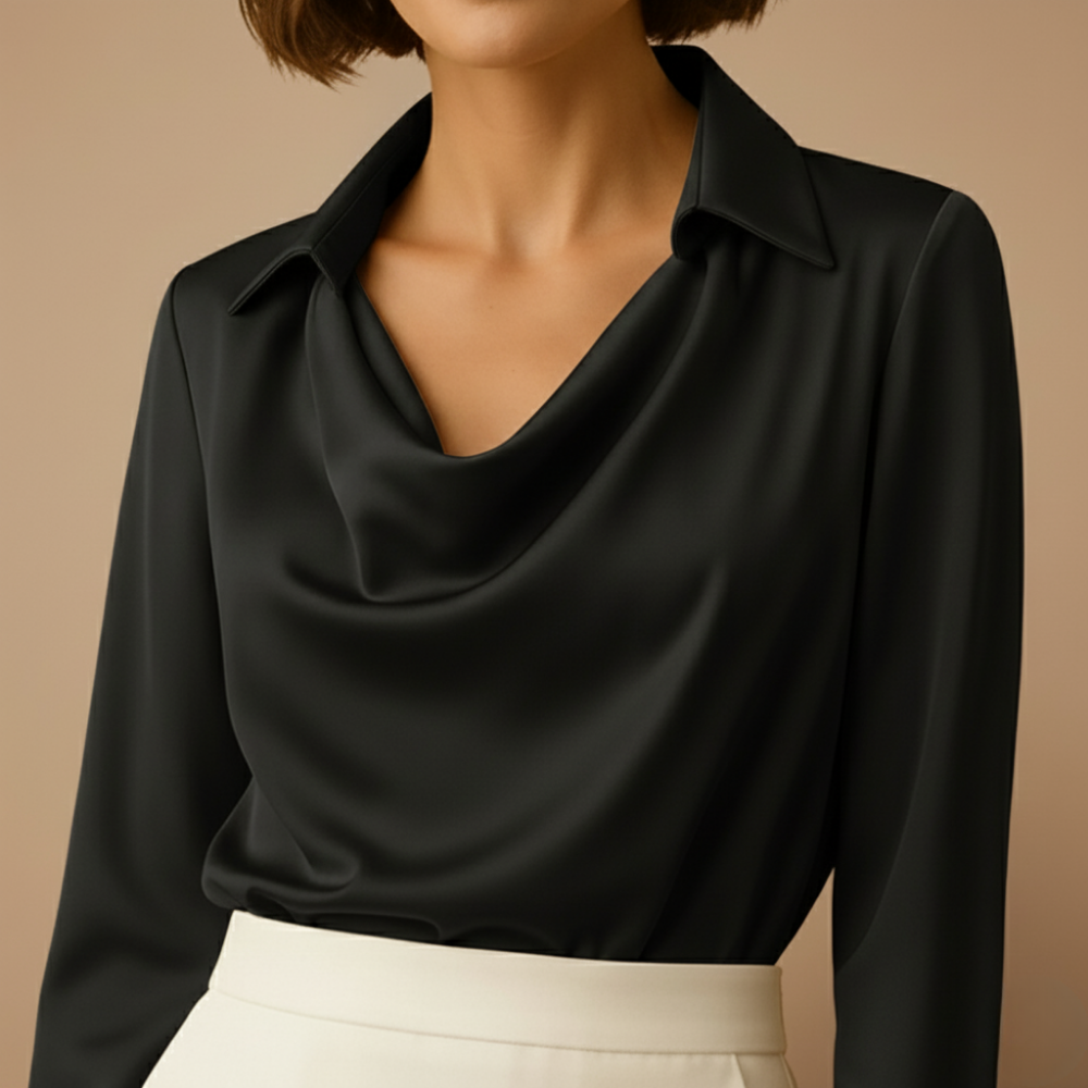 Damesblouse met v-hals en lange mouwen