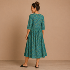 Dames midi-jurk met bloemenprint en halflange mouwen Jelle Jora Mode