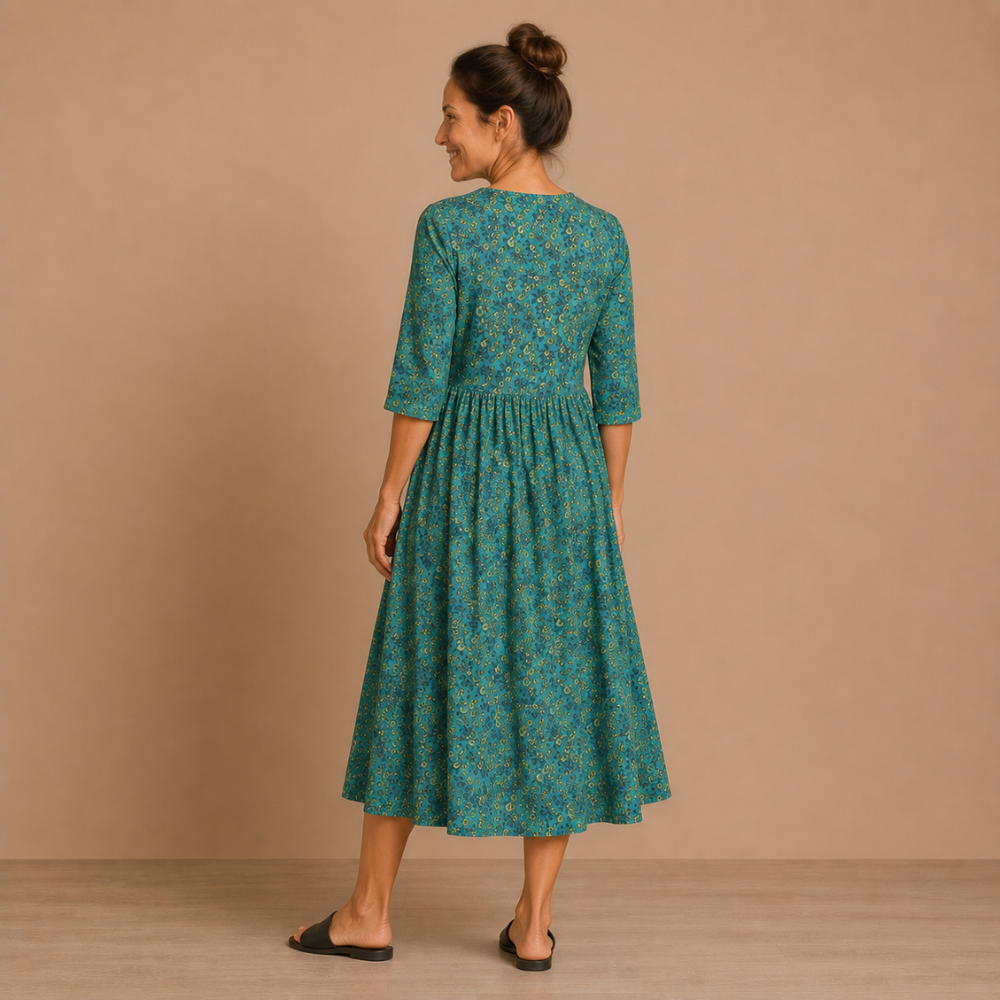 Dames midi-jurk met bloemenprint en halflange mouwen Jelle Jora Mode