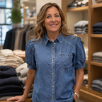 Damesblouse van denim met pofmouwen – Casual chic Jelle Jora Mode
