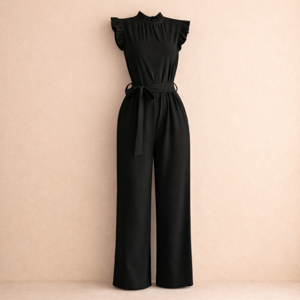 Dames elegante jumpsuit met taille riem en mouwloos ontwerp Jelle Jora Mode