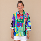 Dames blouse met lange mouwen en abstract patroon Jelle Jora Mode