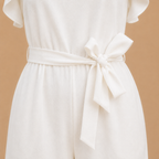 Dames jumpsuit met wijde pijpen gerimpelde mouwen en ceintuur Jelle Jora Mode