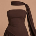 Dames strapless maxi-jurk met hoge split Jelle Jora Mode