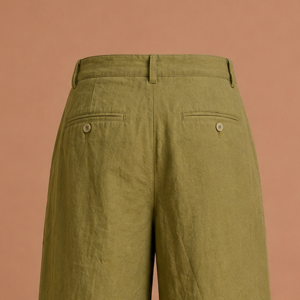 Heren casual broek met relaxte pasvorm en wijde pijpen Jelle Jora Mode