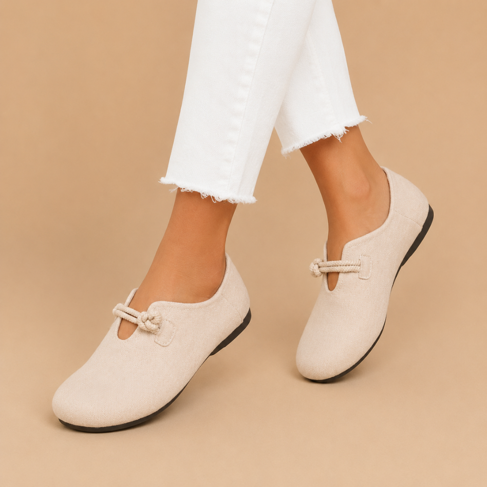 Damesloafers met touwknopen en instapmodel Jelle Jora Mode