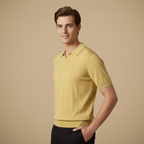 Heren gebreide slim fit polo met korte mouwen Jelle Jora Mode