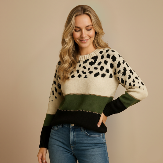 Dames leopard gebreide trui Jelle Jora Mode