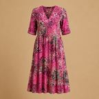 Damesmidi-jurk met bloemenprint en V-hals Jelle Jora Mode