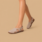 Dames platte sandalen met uitsnijdingen en slingback Jelle Jora Mode
