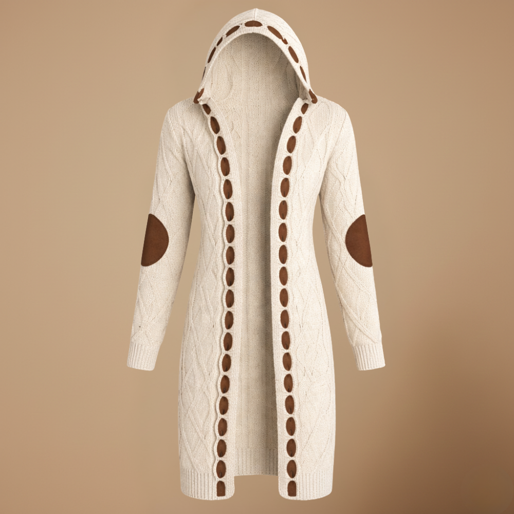 Oversized lange gebreide vestjas met capuchon voor dames Jelle Jora Mode