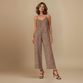 Dames casual jumpsuit met luipaardprint en wijde pijpen Jelle Jora Mode