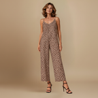 Dames casual jumpsuit met luipaardprint en wijde pijpen Jelle Jora Mode