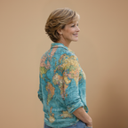 Damesblouse met knopen en slanke pasvorm, met kaartmotief Jelle Jora Mode