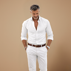 Heren slim fit overhemd met lange mouwen en knopen Jelle Jora Mode