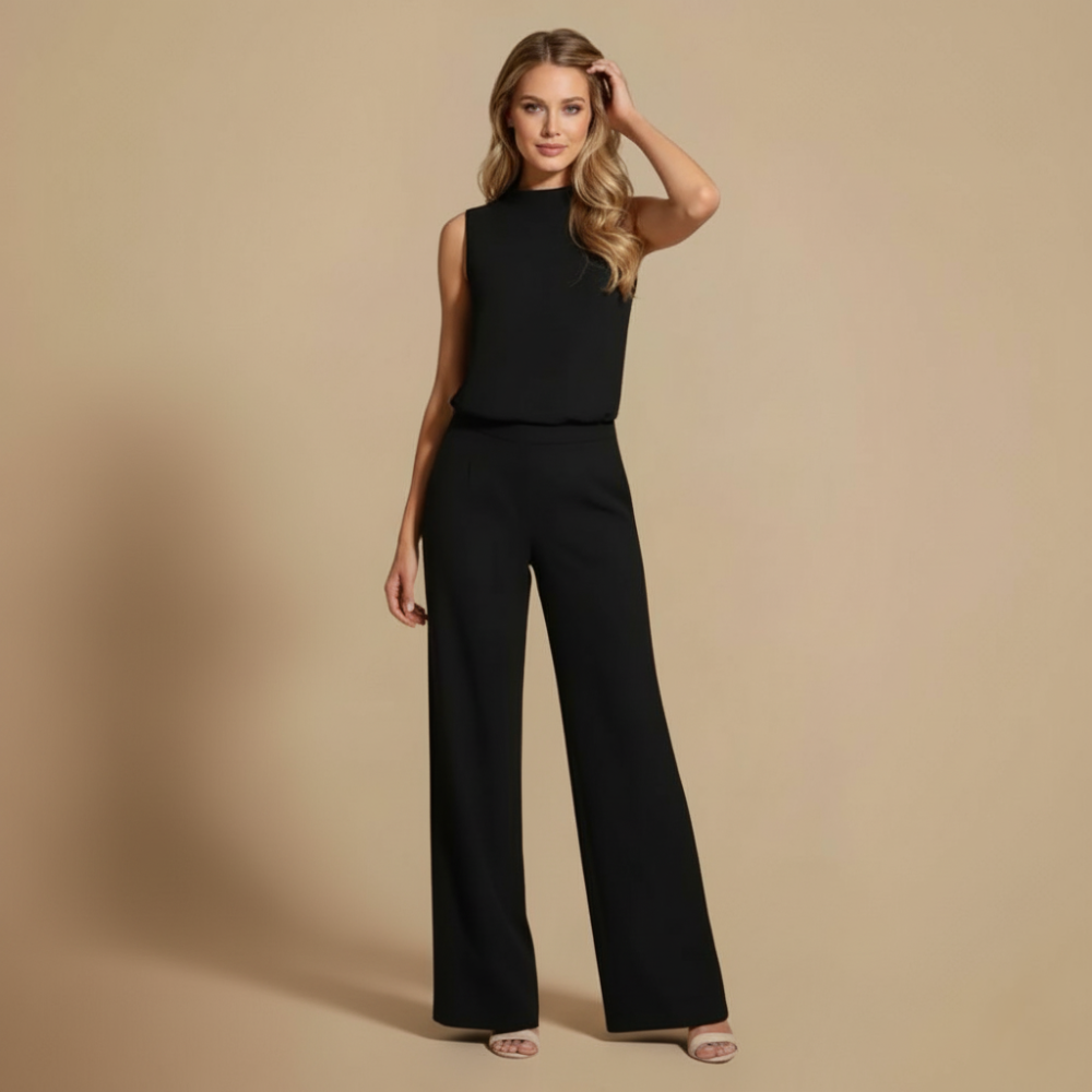 Elegante Mouwloze Jumpsuit met Wijde Pijpen Jelle Jora Mode