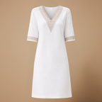 Elegante katoenen linnen zomerjurk met V-hals Jelle Jora Mode