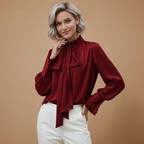 Damesblouse met strikje en lange mouwen Jelle Jora Mode
