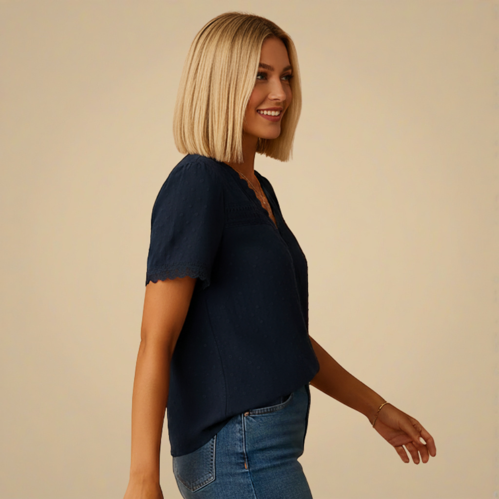 Elegante kanten blouse met korte mouwen Jelle Jora Mode