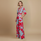 Damesjurk met diepe v-hals en halflange mouwen