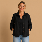 Damesblouse met omgeslagen kraag en knoopsluiting aan de voorkant Jelle Jora Mode