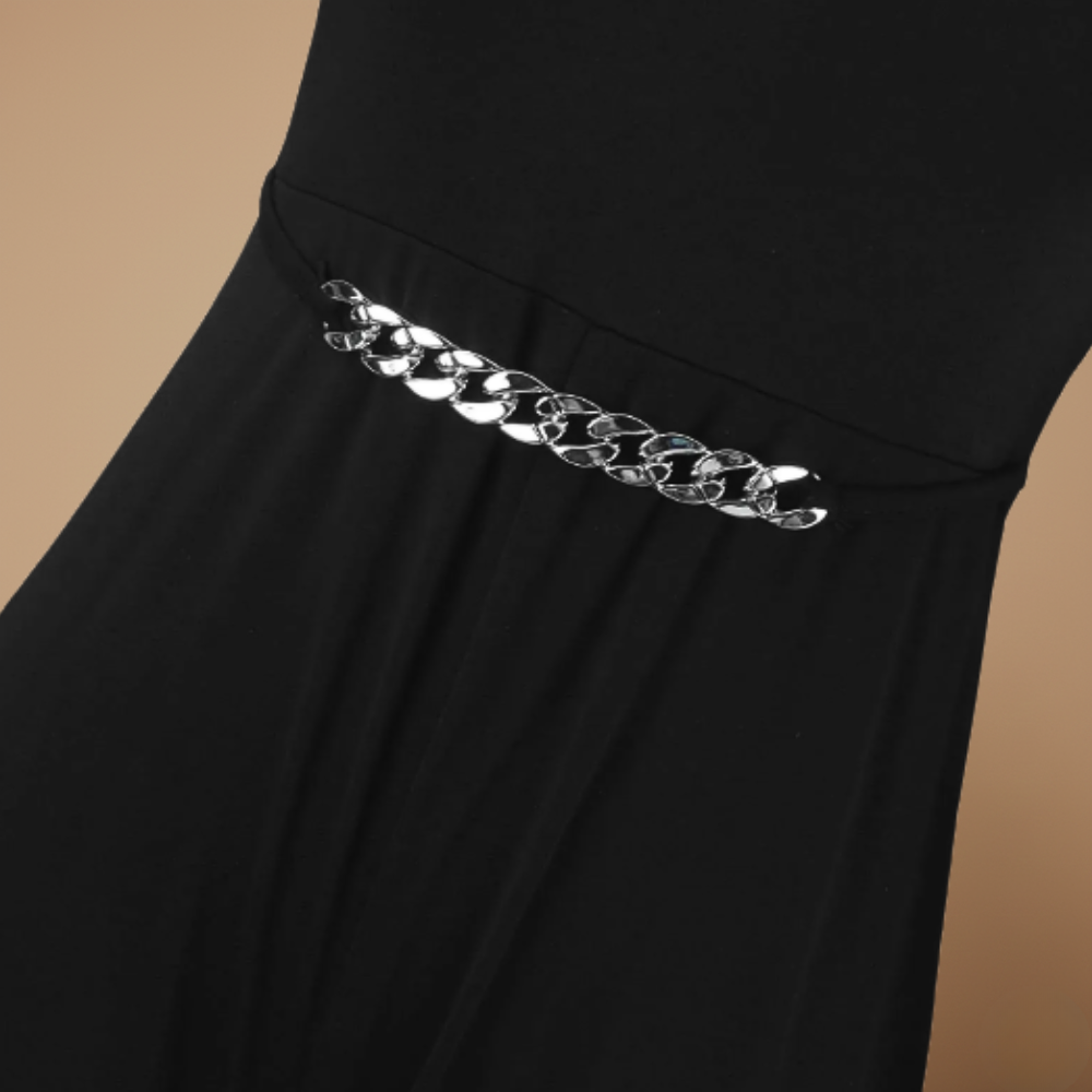 Dames elegante jumpsuit met V hals en mesh mouwen Jelle Jora Mode