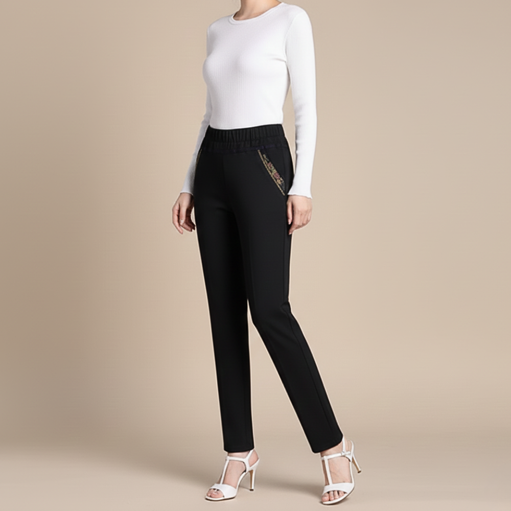 Denim elastische taille slim fit rechte broek Jelle Jora Mode