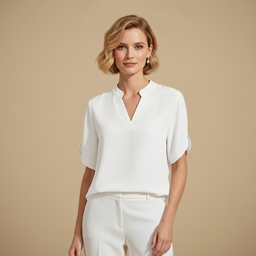 Casual damesblouse met V-hals en gesplitste mouwen Jelle Jora Mode