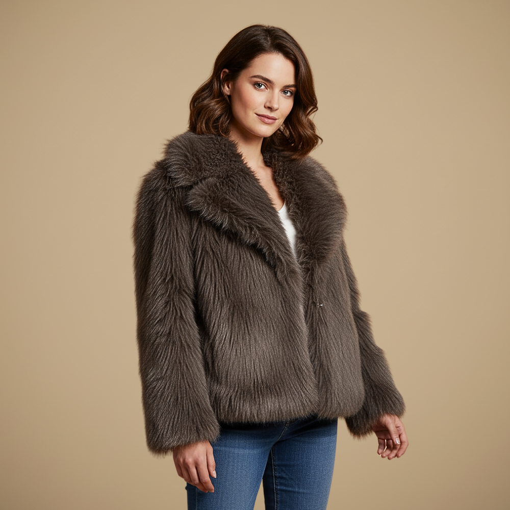 Losse donzige bontjas voor dames Jelle Jora Mode