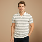 Heren polo met korte mouwen en streepjesmotief Jelle Jora Mode