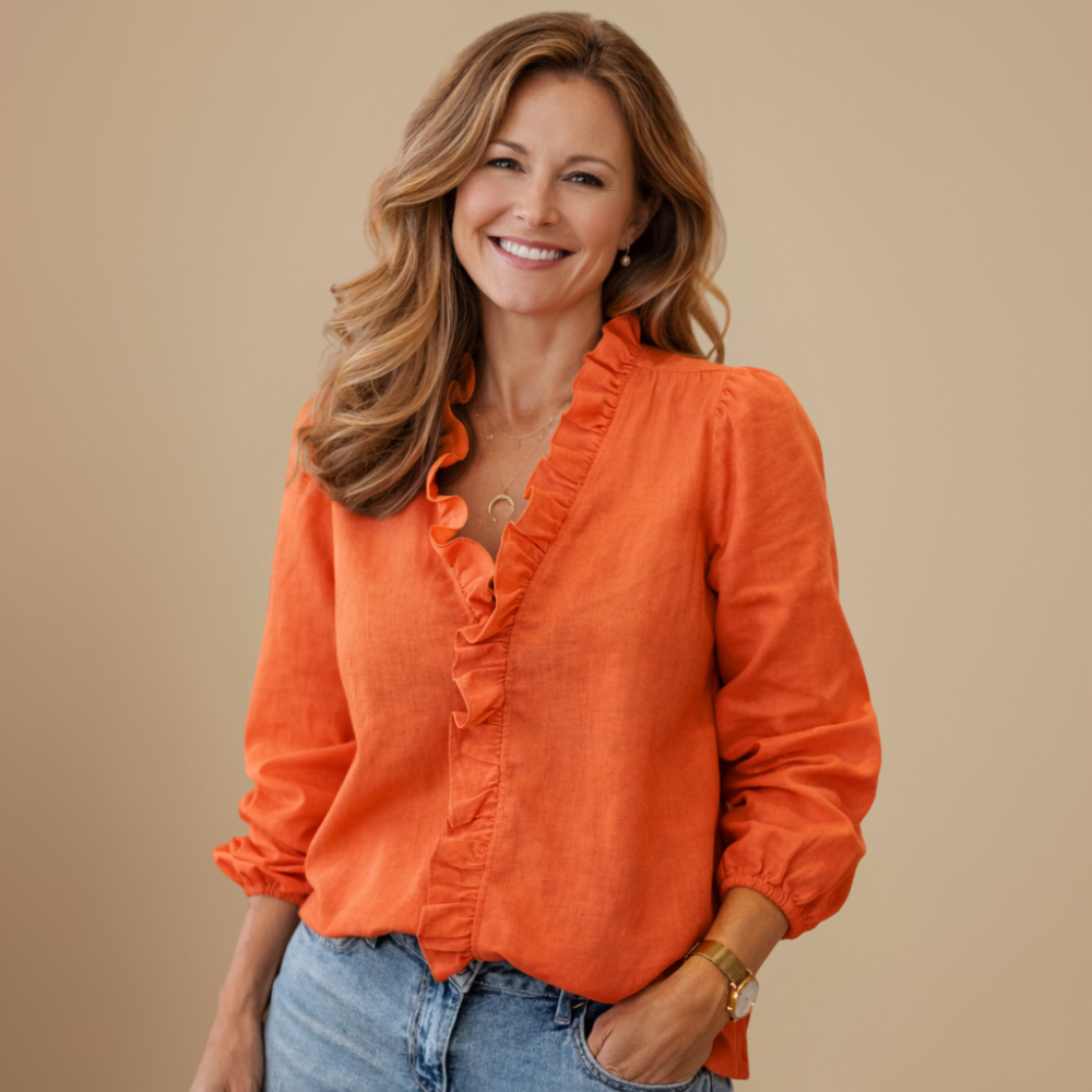 Dames rimpel v-hals blouse Jelle Jora Mode