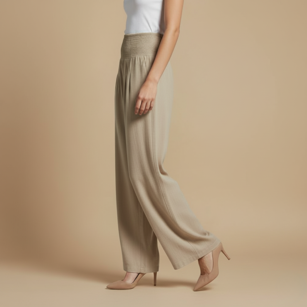 Elastische Hoge Taille Wijde Broek Jelle Jora Mode