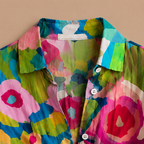 Dames casual blouse met bloemenprint lange mouwen en knopen Jelle Jora Mode