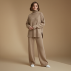 Dikke gebreide broek met hoge kraag voor dames Jelle Jora Mode