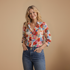 Damesblouse met bloemenprint en knopen Jelle Jora Mode